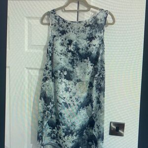 Chic Floral Mini Dress - Black and White